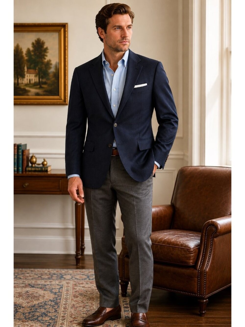 Brooks Brothers 1818 Fitzgerald Blazer 40S Navy Wool Cavendish England